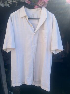 Tommy Bahama Cream Short-Sleeve Camp Collar Button-Down Shirt